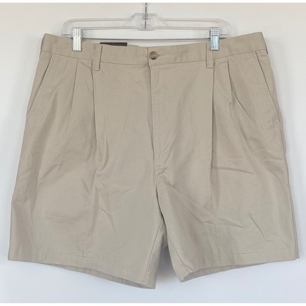 Banana Republic Classic Chino Shorts‎ Mens 40 Khaki Tan Double Pleat 100% Cotton